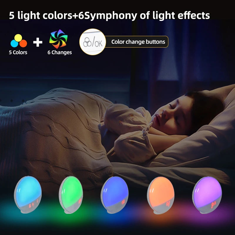 Sunrise Alarm Clock RGB Night Light Bedroom Decor Wake-Up Light Novelty Body Touch Switch