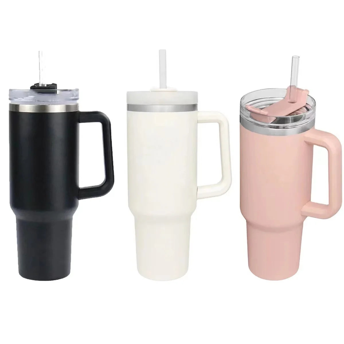 304 Stainless Steel 40oz Double Wall Vacuum Insulated Tumbler with Straw and Hand Grip