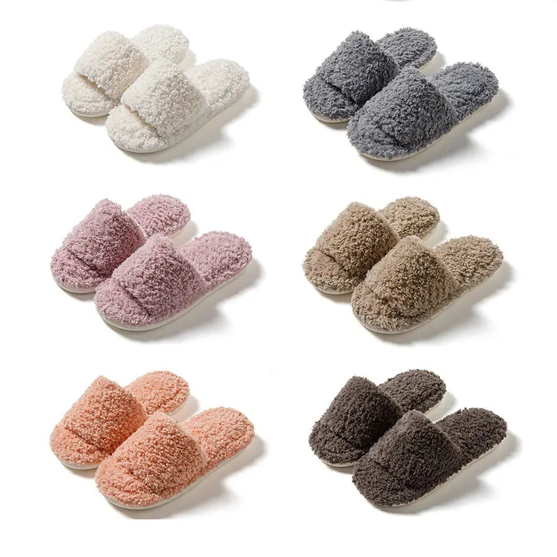 Custom Design House Indoor Warm Comfortable Cute Female Slippers Fur Bedroom Cloud Slides
