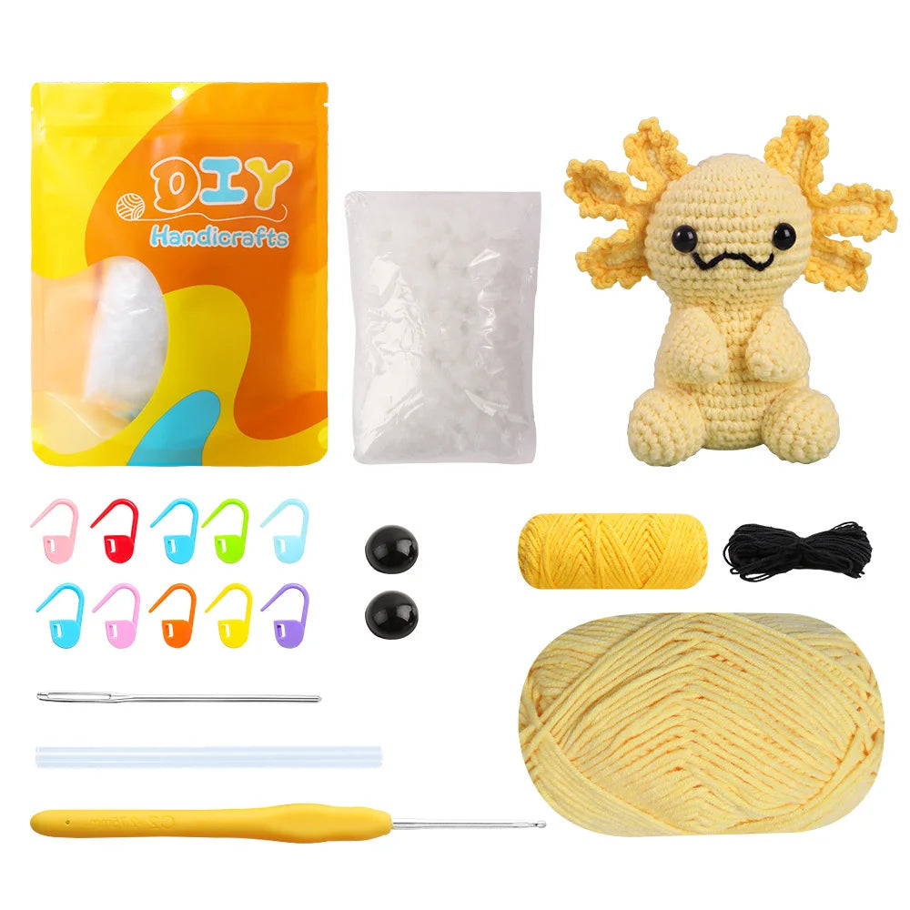 Animal Crochet Kit for Beginners DIY Amigurumi Starter Kit with Yarn Hook