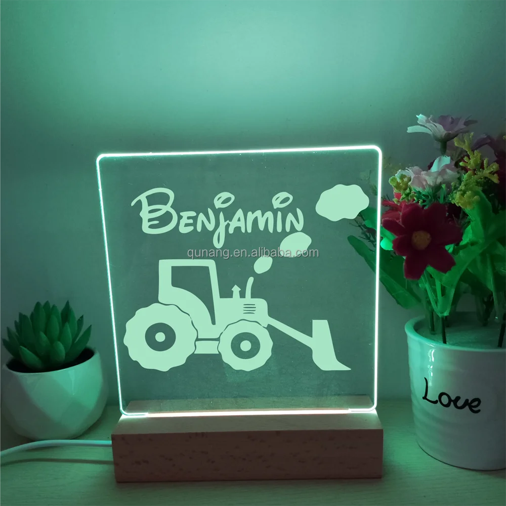 Personalized Unique Engraved Night Light Gifts for Kids Customized Name Moon and Stars