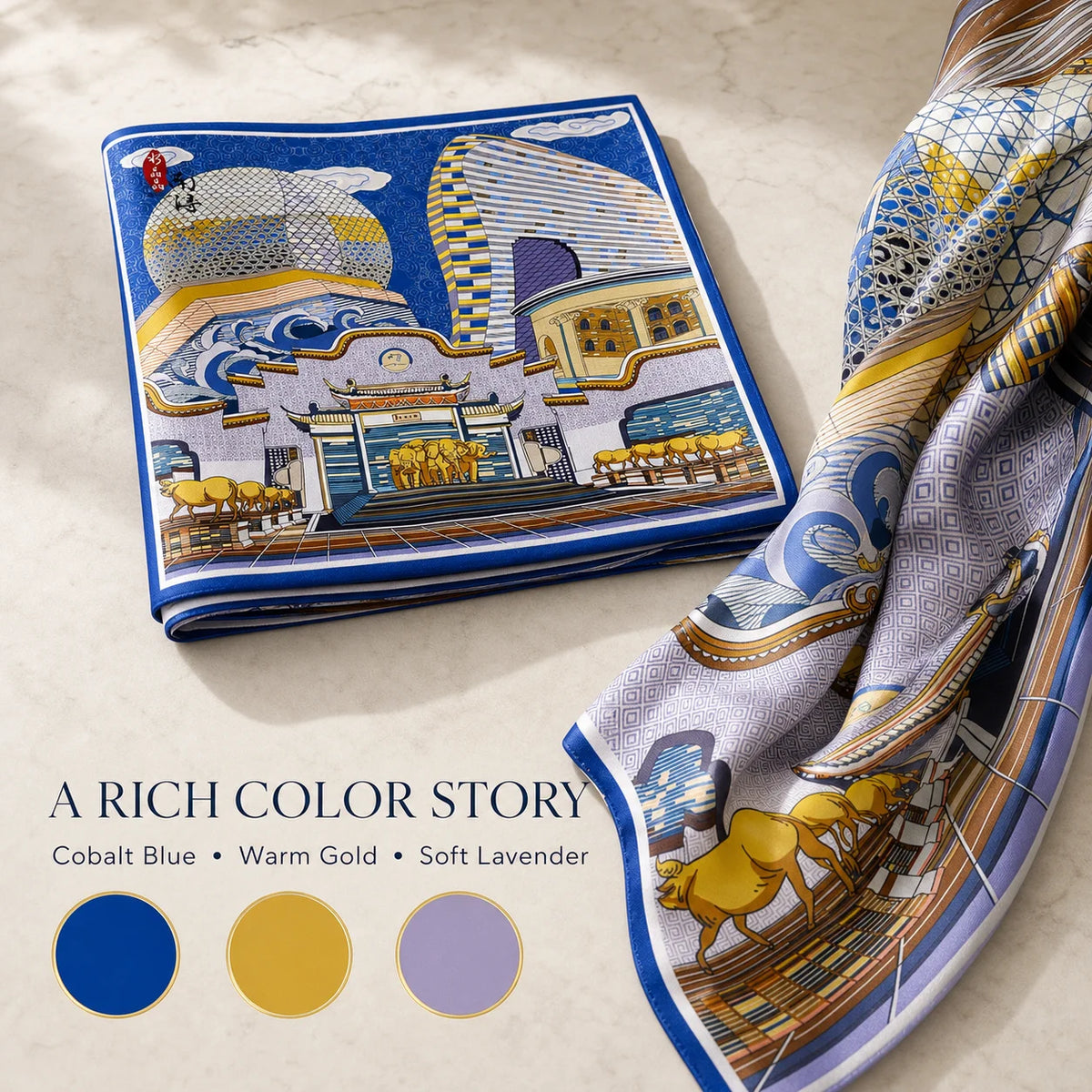 Customization Thickened Silk Double-Sided Printed Large Square Women'S Scarf Fashionable