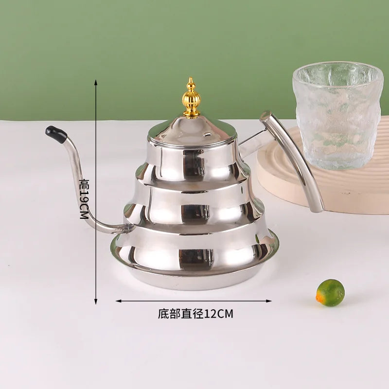 Gooseneck Kettle Set 2 PCS Gold Silver Stainless Steel Beehive Tiered Body Pour Over