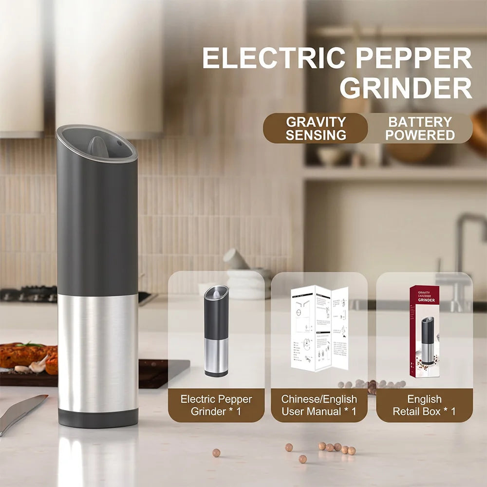 Gravity Sensing Electric Pepper Grinder Automatic Salt Spice Mill Kitchen Grinder