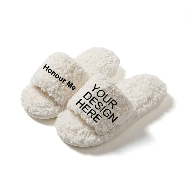 Custom Design House Indoor Warm Comfortable Cute Female Slippers Fur Bedroom Cloud Slides