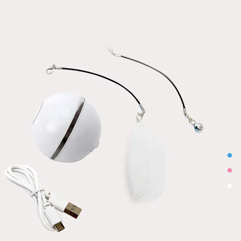 Smart Electronic Automatic Cat Toys Self with Feather USB Rechargeable Rolling Ball Light