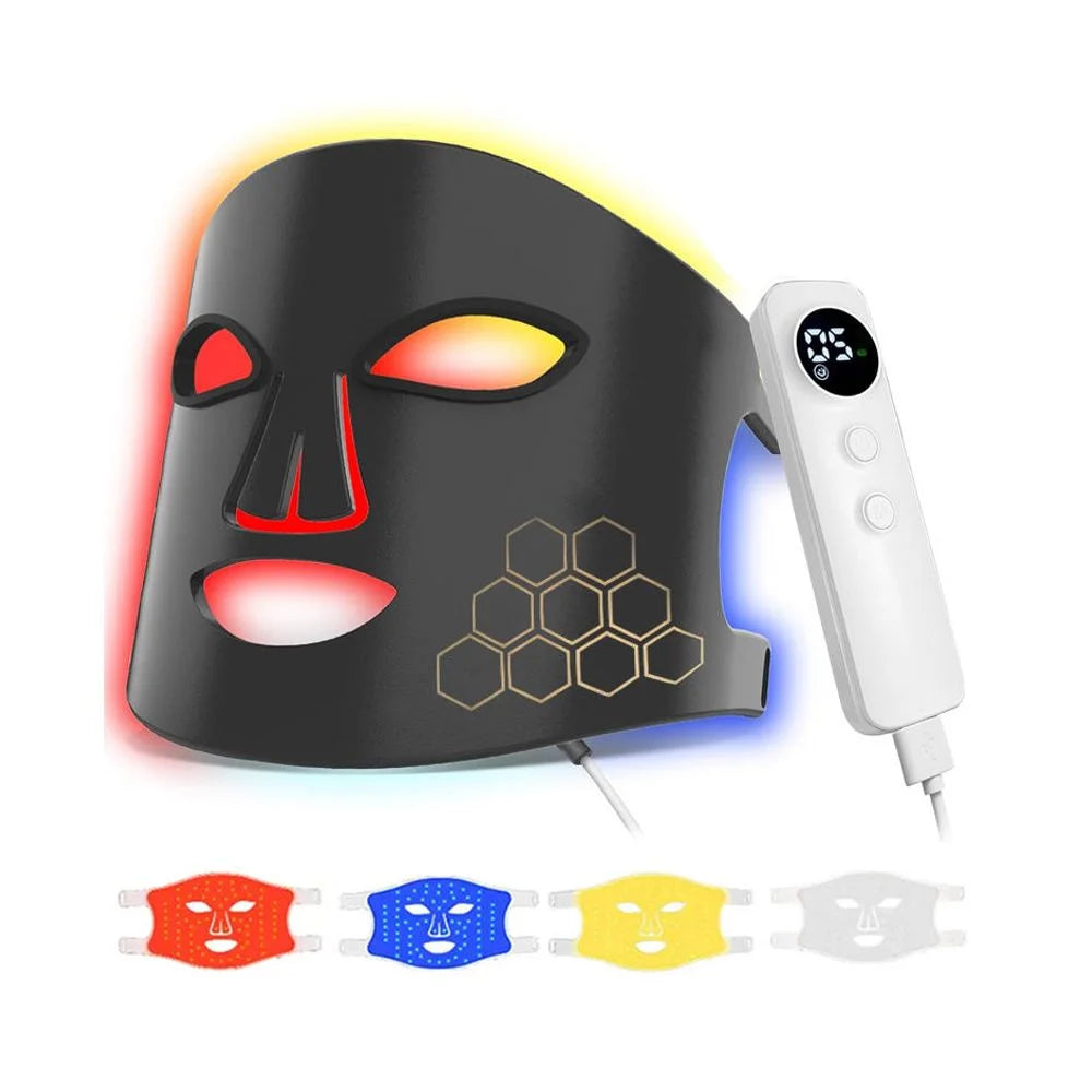 Rechargeable LED Face Mask with 460/590/630/850nm Light and Adjustable Timer