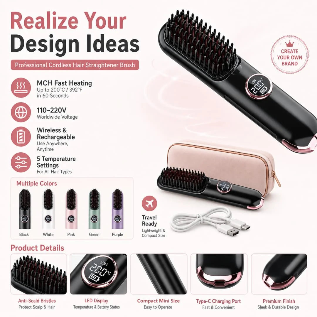 Torlin LED Display Negative Ion Anti-Static Hair Styler Tools Frizz-Free Smooth Hair MCH