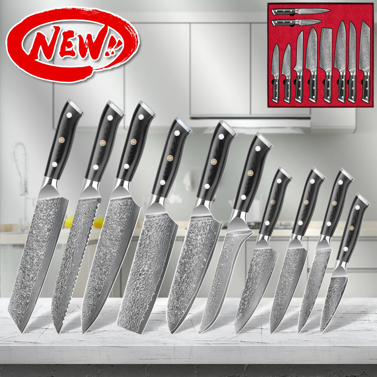 10% Off Vg10 67 Layers Kitchen Knives Professional Damascus Chef Knife Set With Magnetic