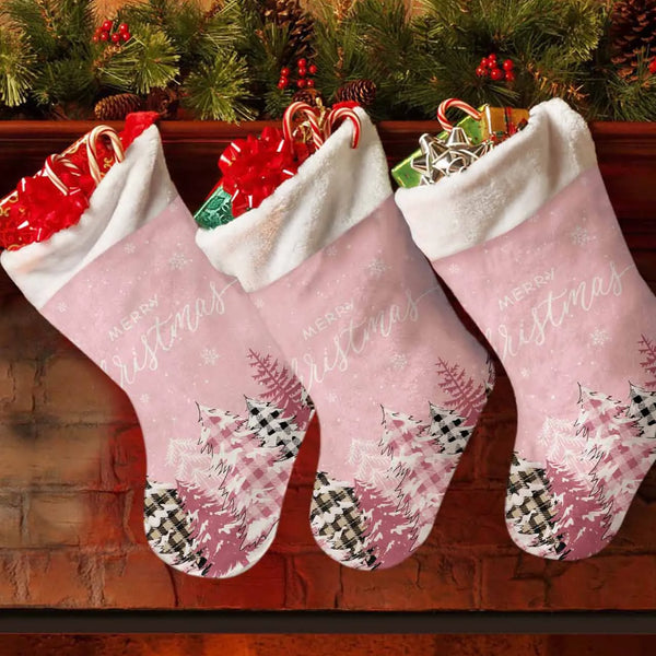 New Year Gifts Christmas Pink Knitted Christmas Stocking Sublimation Custom Printed