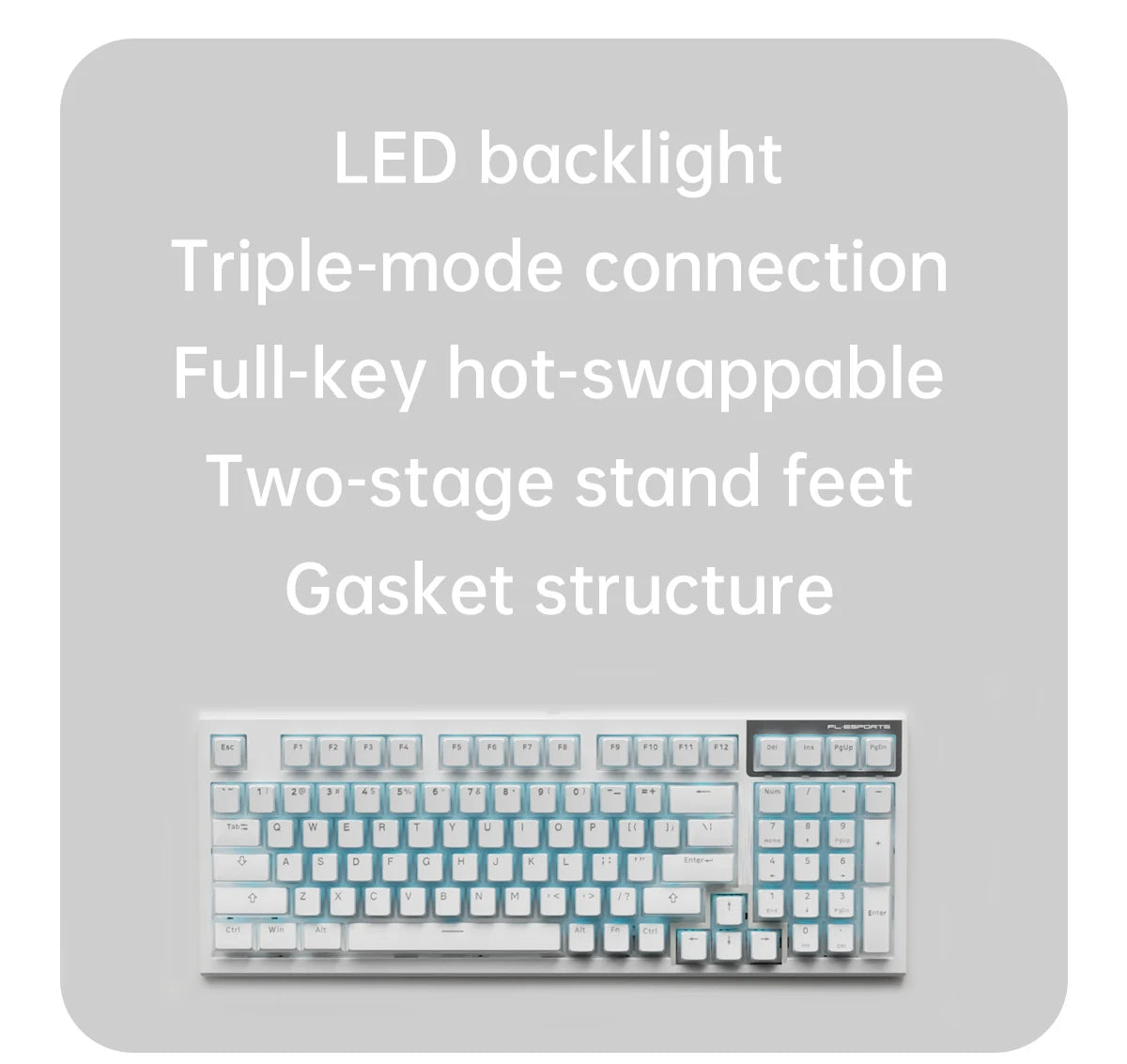 FL980 98Key Gasket Mechanical Keyboard Triple Mode Wireless Wired RGB Hot Swappable