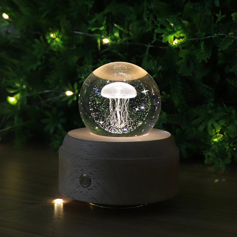 Creative Electronic Gift Lamp Decoration 3D Crystal Ball Night Light With Rotating Music