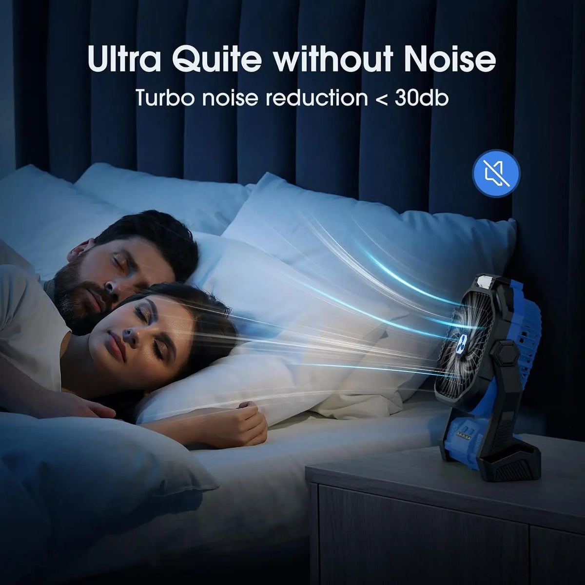 Portable Rechargeable Camping Fan with LED Light Brushless Motor 4 Speed USB Power Fan