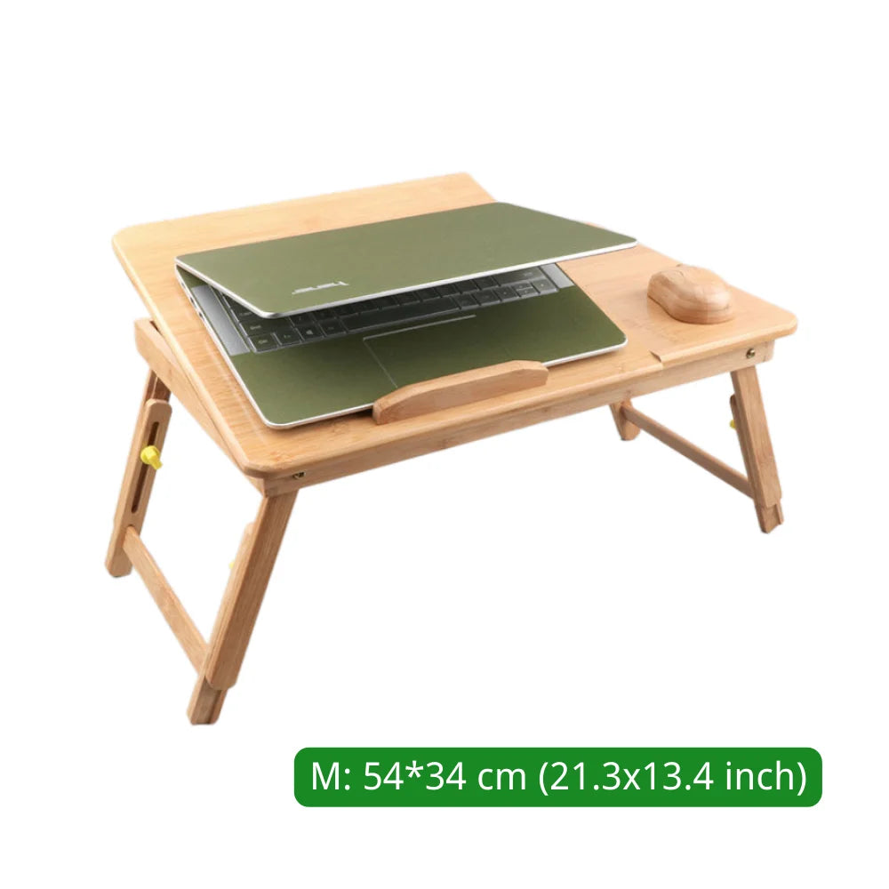 Bamboo Portable Foldable Laptop Desk Vertical Wooden Laptop Stand Adjustable Laptop Table