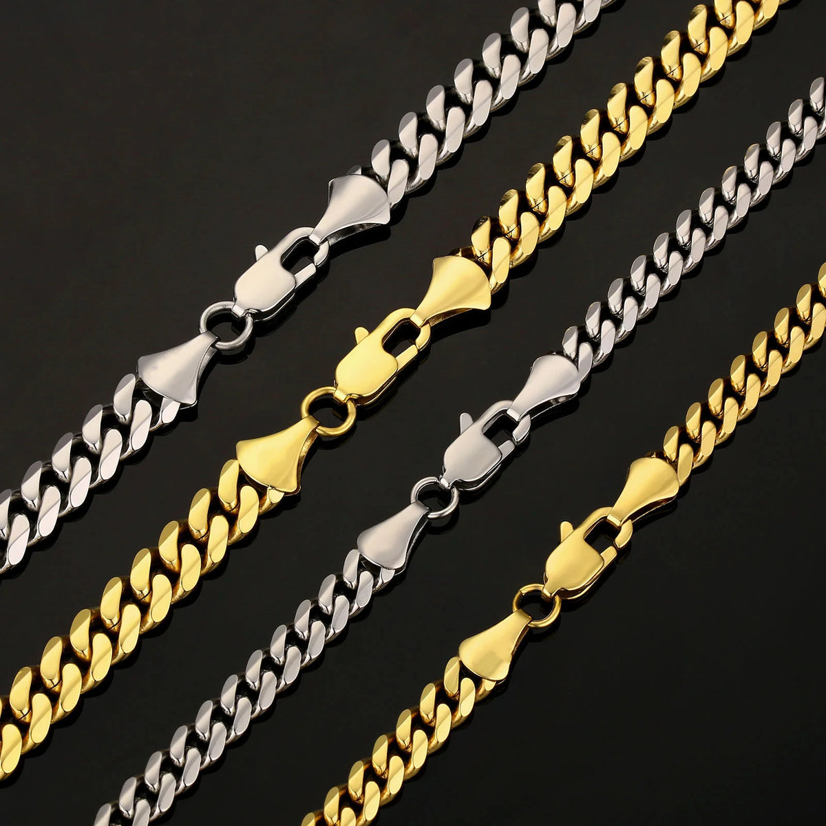 Stainless Steel Miami Cuban Chain Necklace 18K Gold Plated Moissanite Hypoallergenic Hip