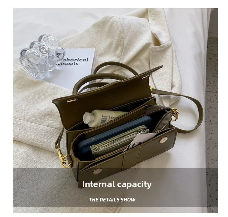 Classic Design Luxury Style Women'S Small Flap Crossbody Bag PU Leather Top Handle Bag
