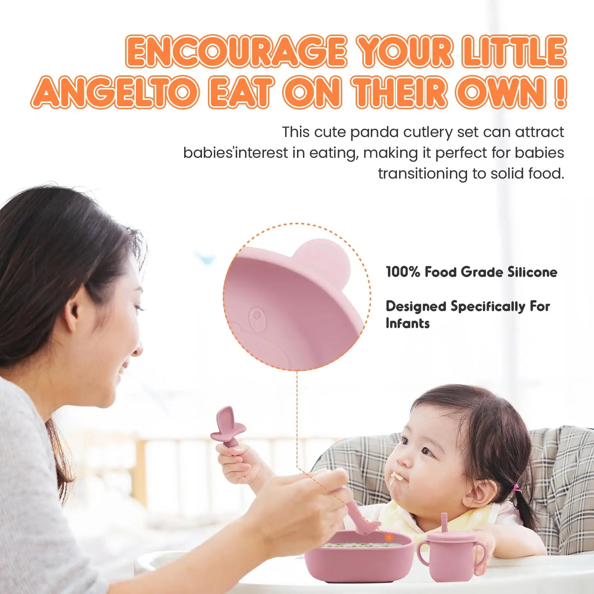 Children'S Silicone Baby Feeding Set BPA Free Toddler Dinnerware Includes Bib Plate Bowl