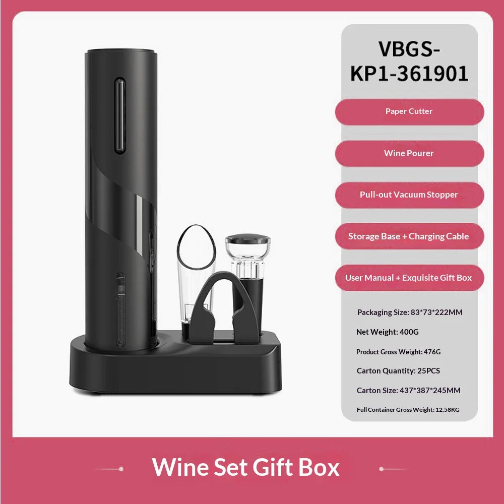 Electric Wine Bottle Opener with High-End Base Set Fully Automatic Screwdriver Wine