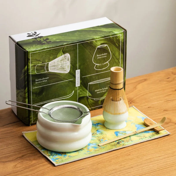 Custom Package Matcha Set Box Bamboo Chasen Whisk Ceramic Matcha Pouring Bowl Matcha Set