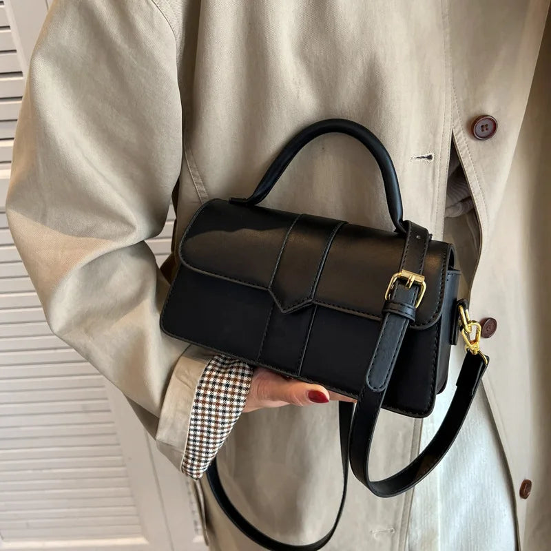 Classic Design Luxury Style Women'S Small Flap Crossbody Bag PU Leather Top Handle Bag