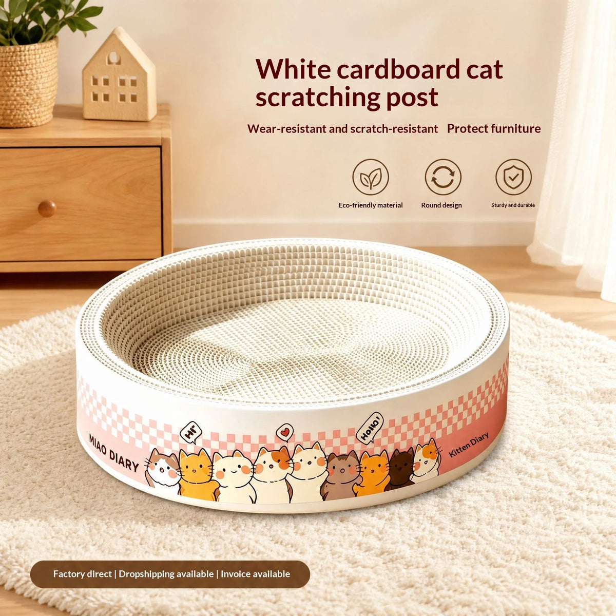 Cat Scratching Board Corrugated Cardboard Cat Scratcher Pad Oval Cat Bed Lounger No