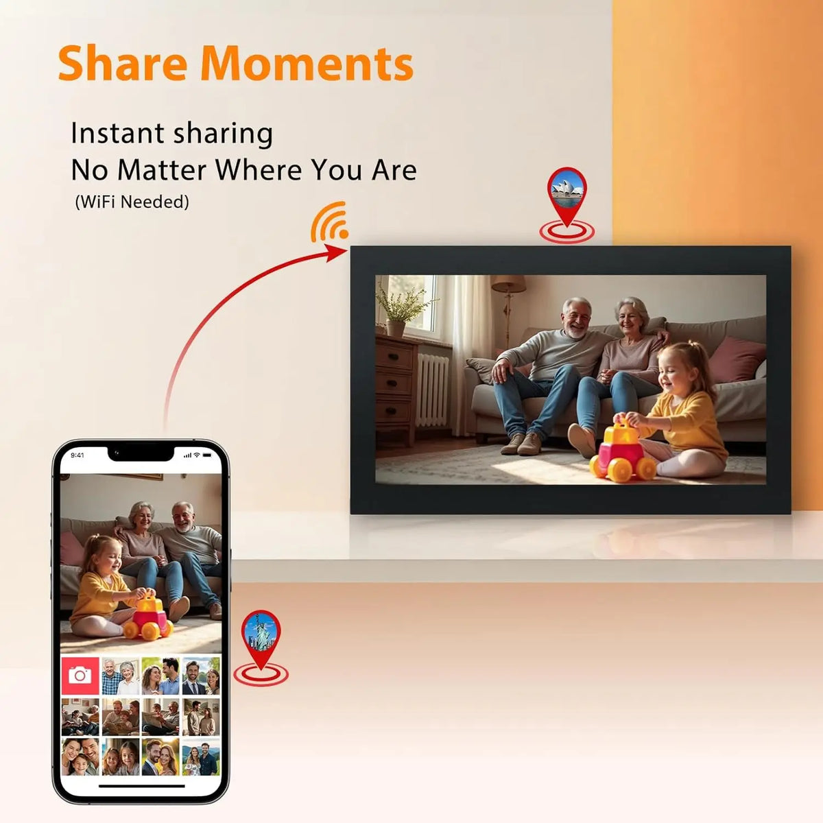 15.6 Inch WiFi Digital Picture Frame, 64GB, 1920x1080 IPS Full HD Screen