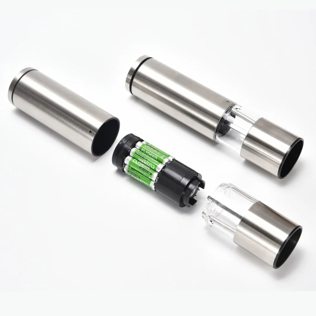Electric Stainless Steel Salt & Pepper Mill Grinder with LED Light Eco-Friendly Automatic