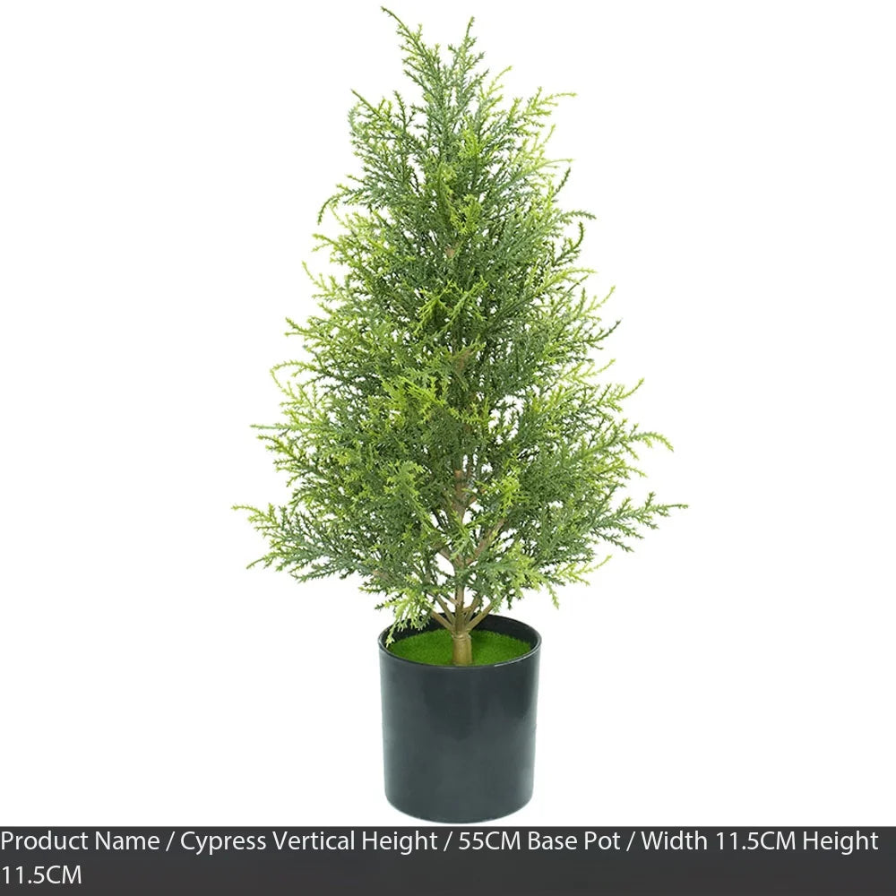 Realistic Artificial Cypress Topiary Tree Ball With Pot & Ground Spike, Indoor Outdoor