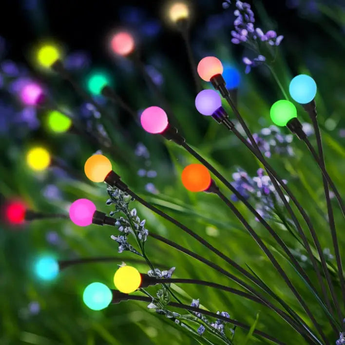Outdoor Solar Light Patio Lamp Firefly Light White Ball Sway String Light Stake Lamp