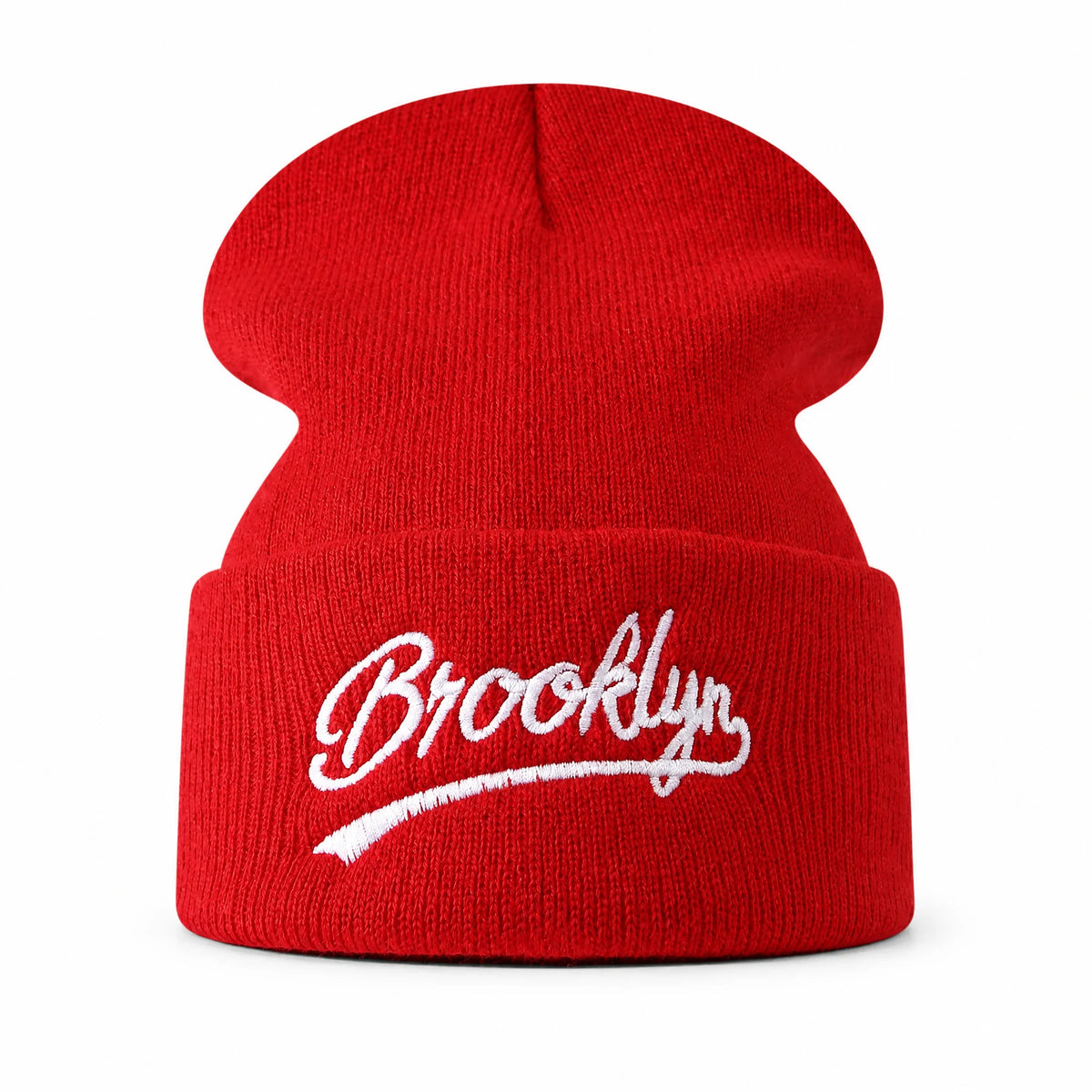 Custom Knit Beanie with Brooklyn Embroidery Cuffed Slouchy Ribbed Winter Hat Unisex Warm