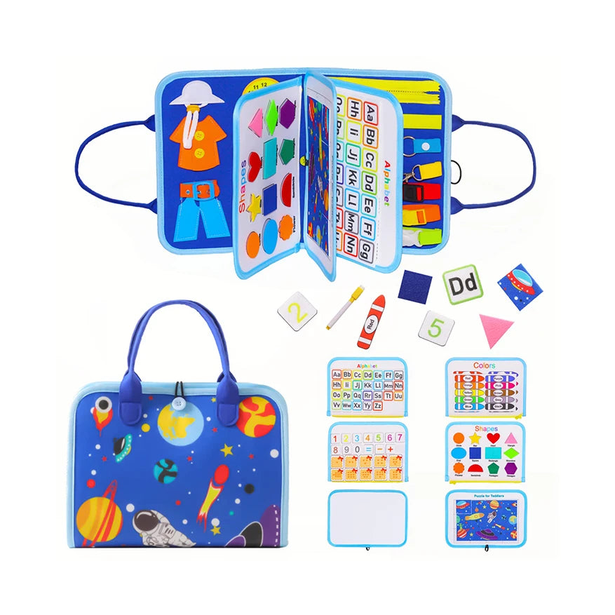 Felt Montessori Kids Educational Learning Busy Board Plane Car Rides Travel Busy Book Toy