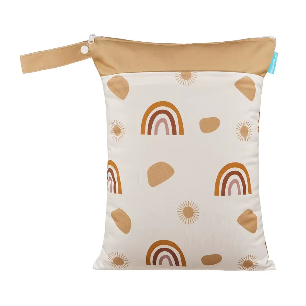 Printed Waterproof Wet Dry Bag Soft Polyester Zipper Storage Pouch for Infant Beach