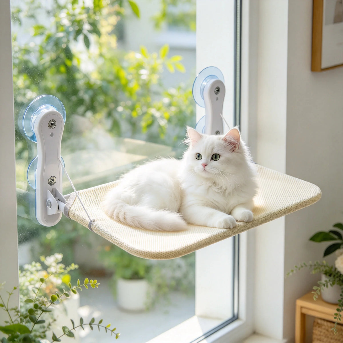 Luxury Cat Window Perch Suction Cup Hammock Bed with Removable Washable Cover Indoor