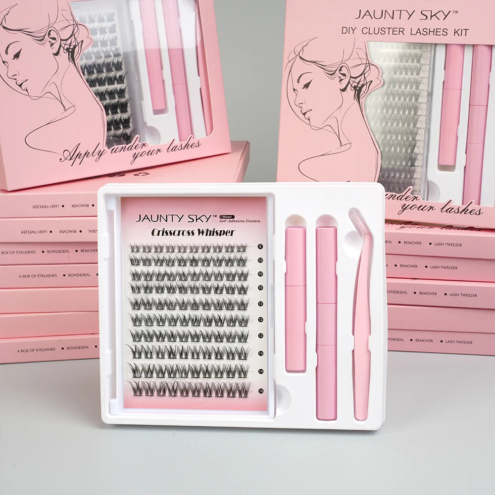 Diy Cluster Lashes Set 0.05 0.07mm Pre-Cut Eyelash Segment Lash Clusters Kit with Lash