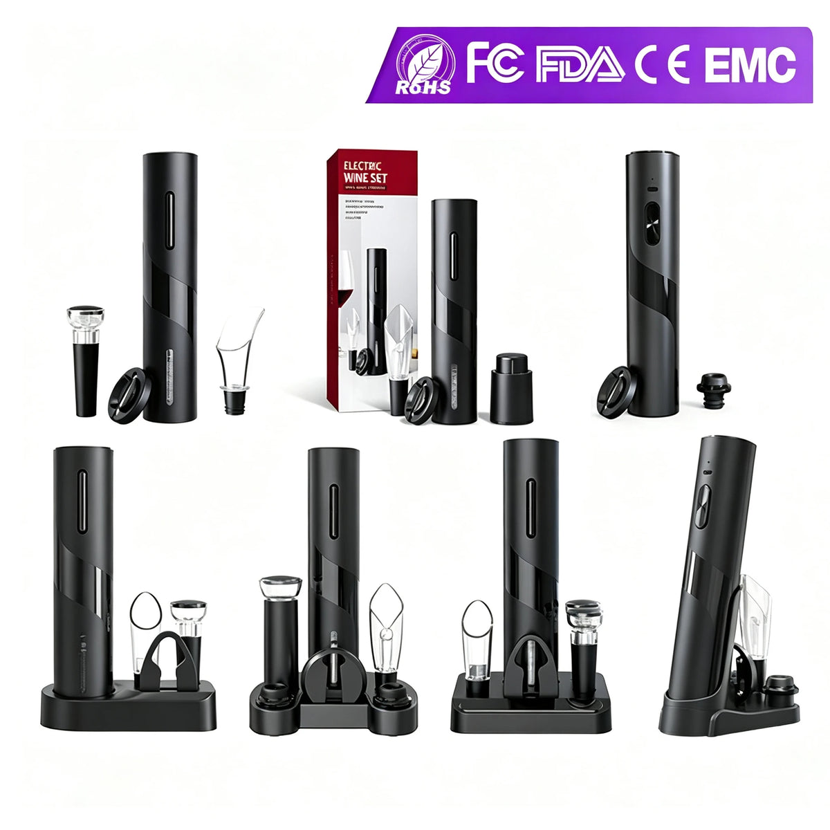 Rechargeable Electric Wine Opener + Vacuum Wine Pump 2 in 1 Design Luxury Wine Gift Kit
