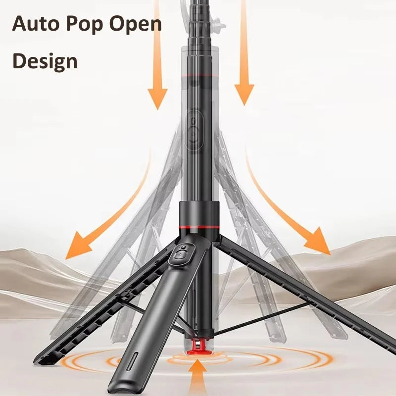 69inch Automatic Pop Open Aluminum Alloy Mobile Phone Tripod Stand TT03 Selfie Stick