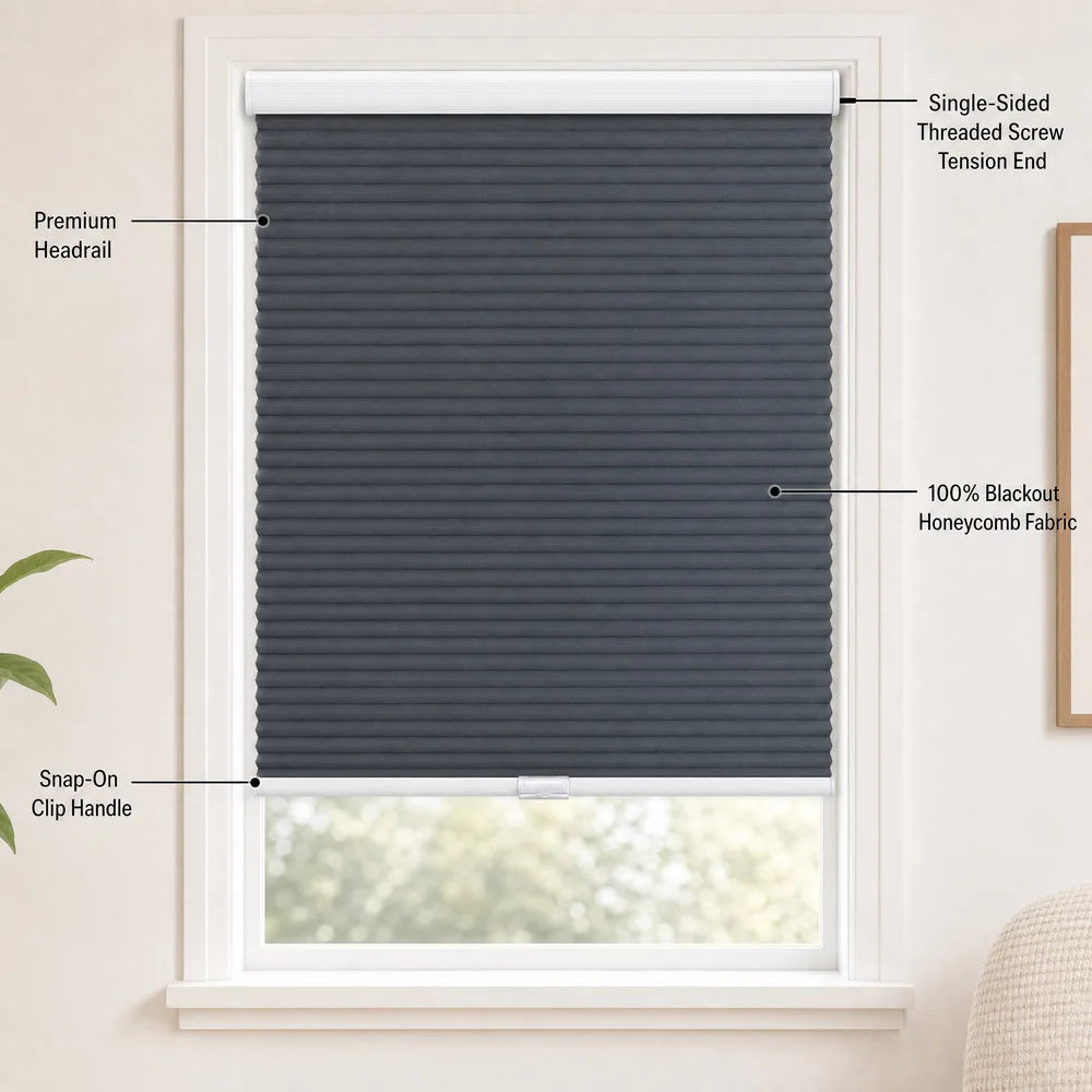Finished Honeycomb Blinds Cellular Shade No Cord Cordless No Drill Finished 20mm Magnetic
