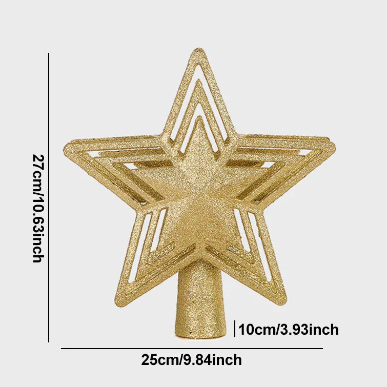 Christmas Tree Topper Star Light Projector Glitter Golden Star Tree Topper with Snowflake