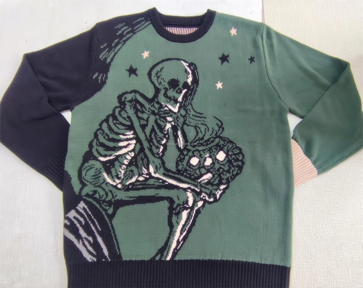 Skeleton Jack Crew Sweater Halloween Holiday Sweater
