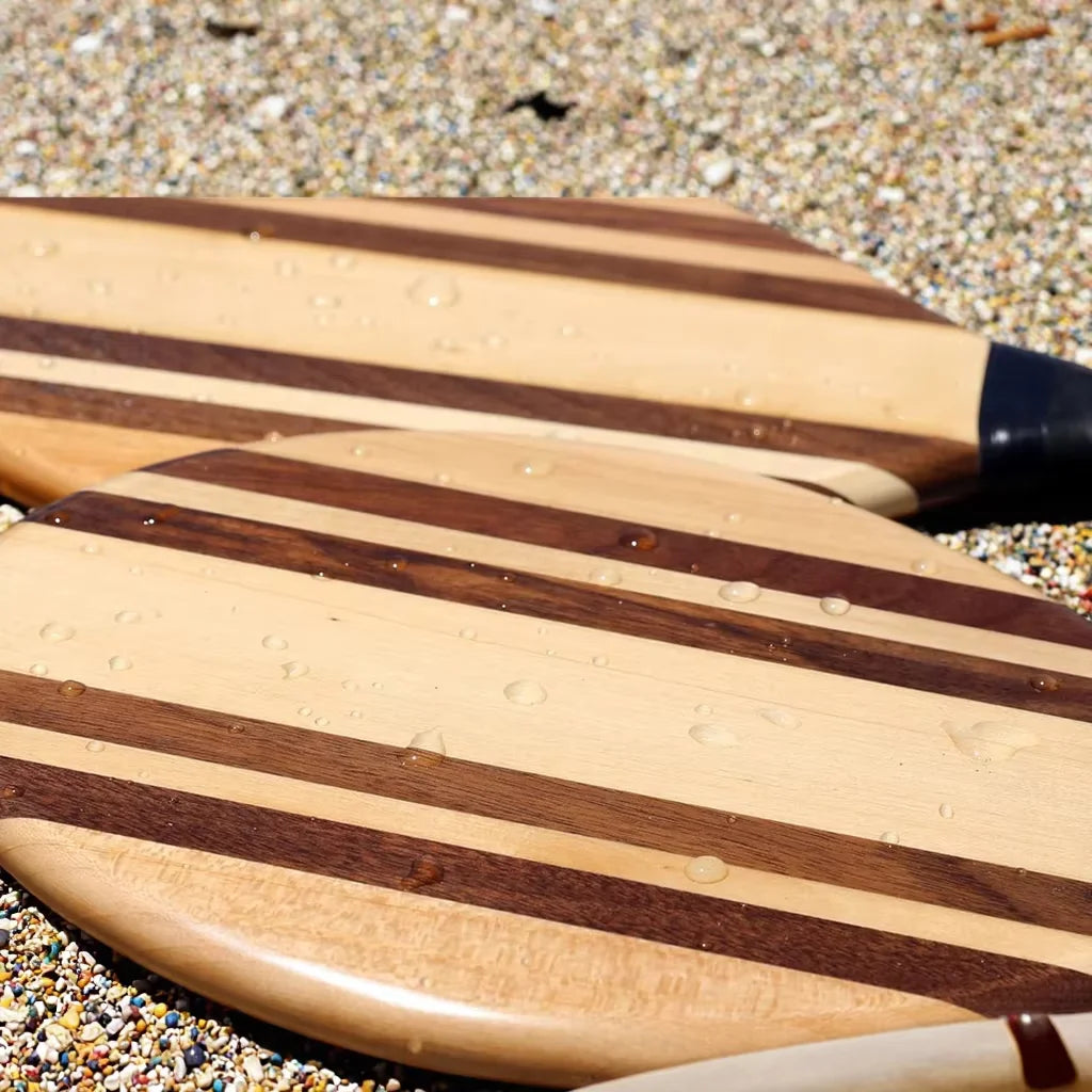 Handcrafted 2-Piece Paddle Set for Pickleball Game Natural Wood Beach Paddles 2 Balls
