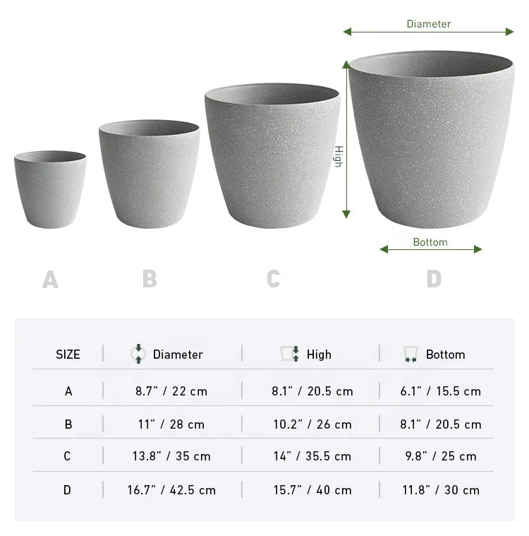 Kailai Pp Recycled Plastic Stone Effect Large Garden Plant Decorative Pots Self Watering