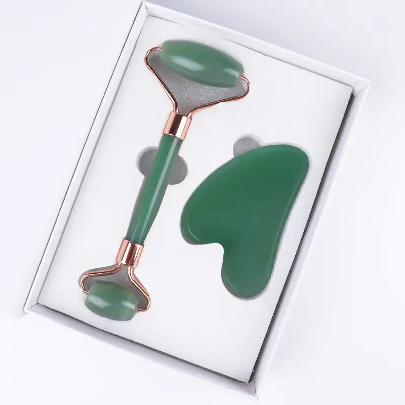 Natural Crystal Gua Sha Stone with Optional Face Roller in 9 Colors