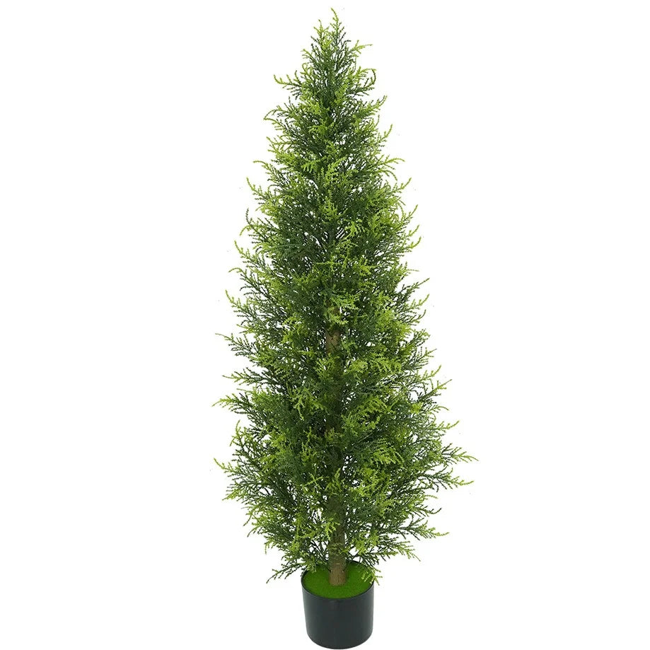 Realistic Artificial Cypress Topiary Tree Ball With Pot & Ground Spike, Indoor Outdoor