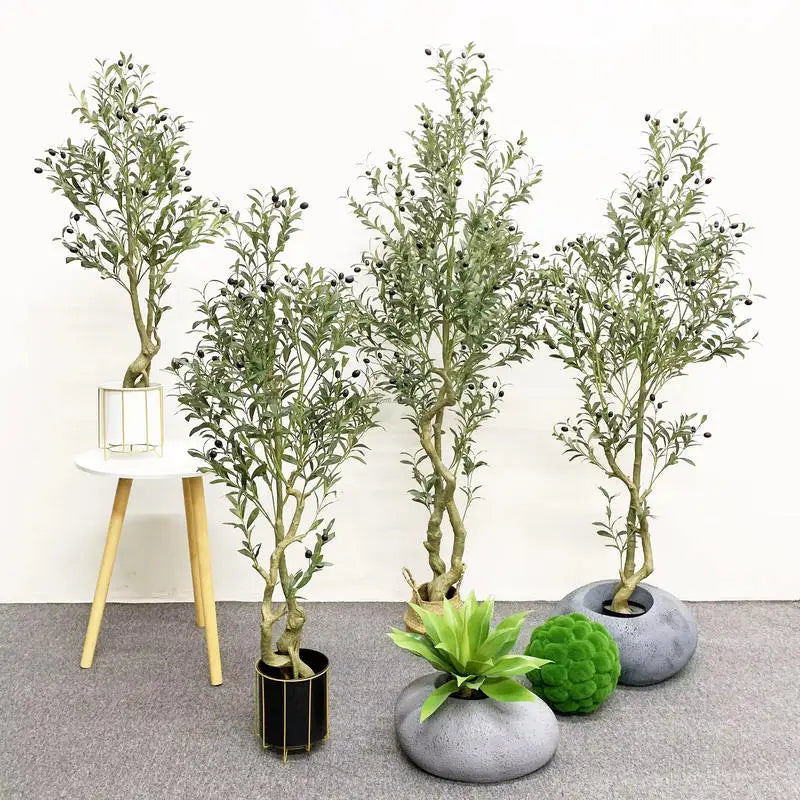 YM Real Touch Artificial Olive Tree with Fruit Potted Plant Living Room Home Indoor Decor