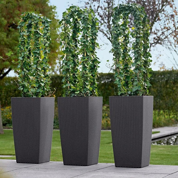 Tall Square Cylinder Self-Watering Eco-Friendly Plastic Planter Flower Pot for Home