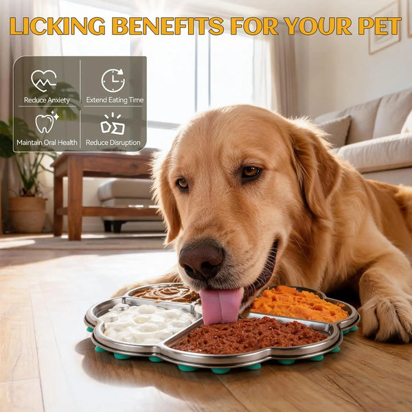 Chew-Proof & Non-Slip Pet Licking Pad With Suction Cups Anxiety Relief Stainless Steel