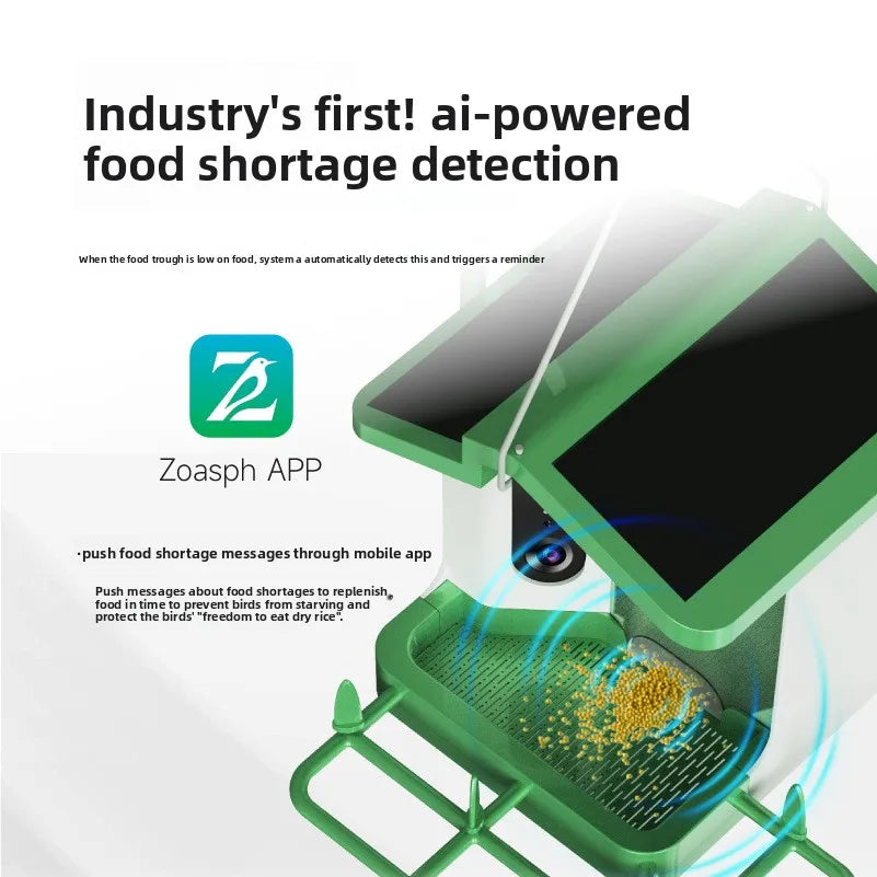 New Smart Bird Feeder Camera 2K Ultra HD AI Bird Recognition Outdoor Solar-Powered