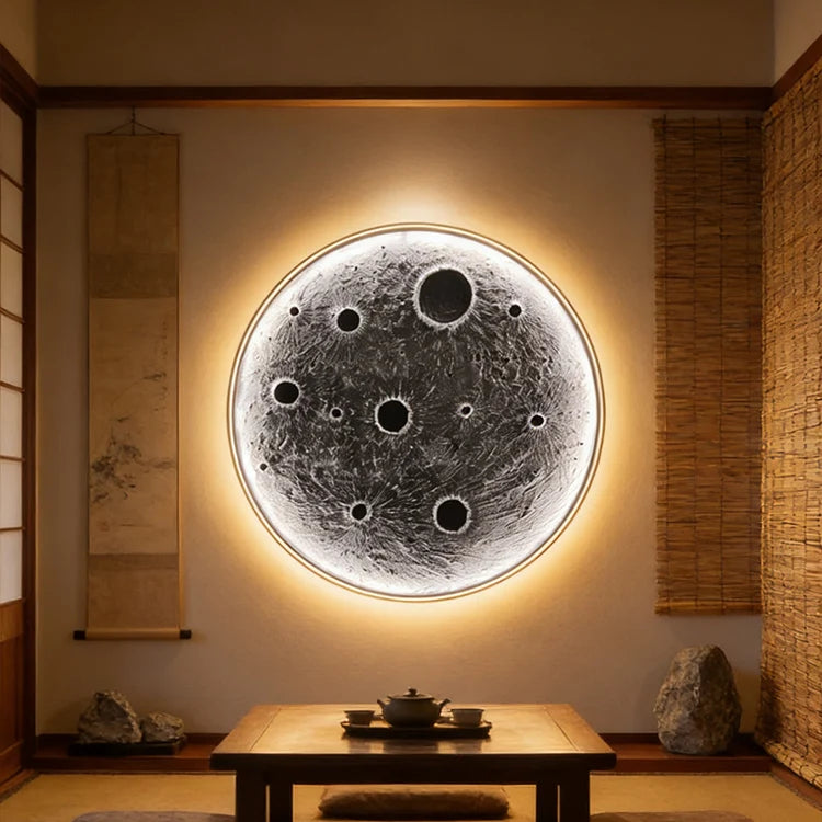 Modern 3D Textured Moon Wall Lamp Creative Relief Art Sconce LED Architectural Lighting