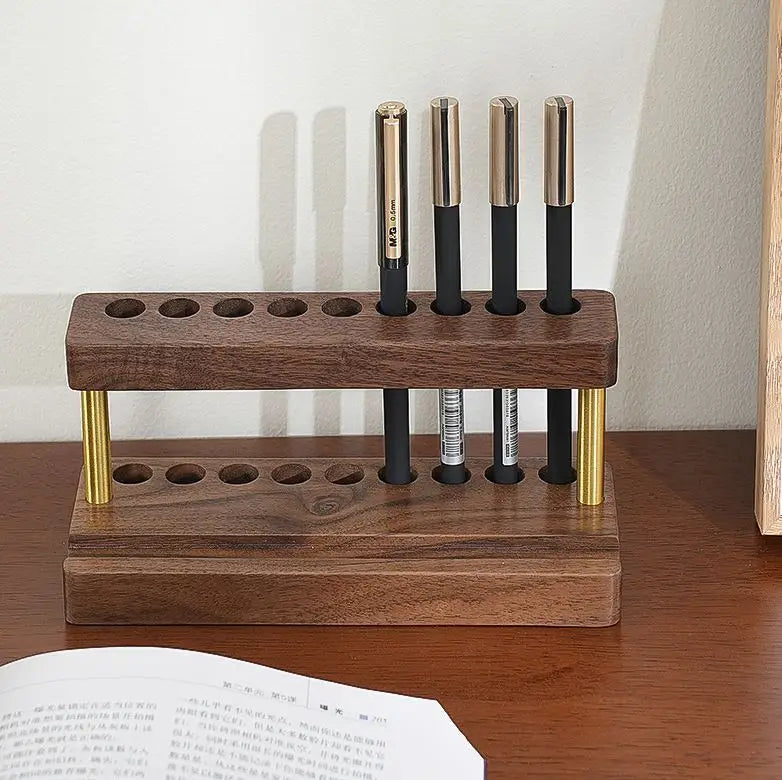 Solid Wood Painted Pen Rack Desk Organizer Multi Pen Stand Modern Fountain Pen Holder