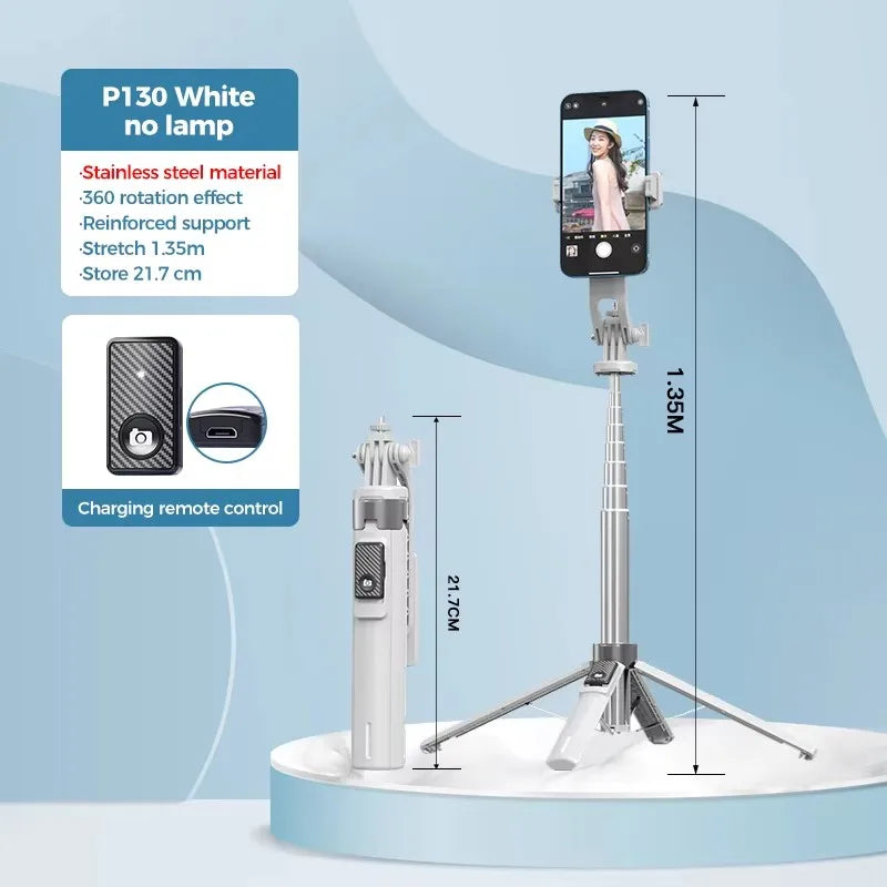 P130 135CM 4-Legs Mini Smart Selfie Stick with 360 Rotation Auto Face Detection Selfie